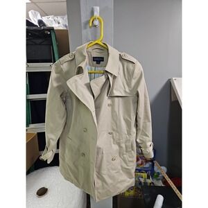Lands' End Trench Coat  Jacket Beige Khaki Women's Size  8 Petite No Belt